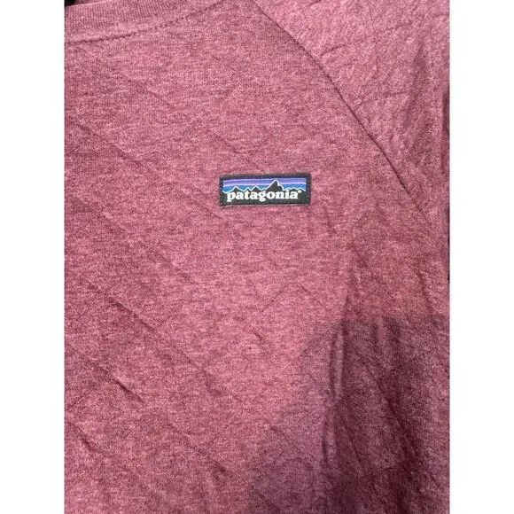 Patagonia Women’s Organic Cotton Quilted Crewneck Sweatshirt Burgundy Red Small - Picture 3 of 4